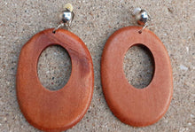 Load image into Gallery viewer, Natural Wood Clip On Hoop Dangle Earrings
