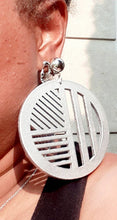 Load image into Gallery viewer, Handpainted Natural Wood Abstract Modern Clip On Dangle Earrings
