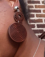 Load image into Gallery viewer, Natural Wood boho design Clip On Dangle Earrings
