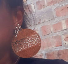 Load image into Gallery viewer, Natural Wood Boho Clip On Dangle Earrings brown
