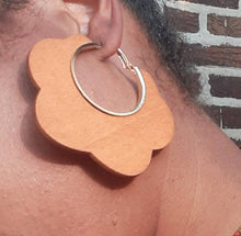 Load image into Gallery viewer, Large Wood and Metal Hoop Earrings
