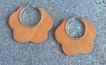 Load image into Gallery viewer, Large Wood and Metal Hoop Earrings

