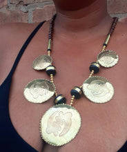 Load image into Gallery viewer, Vintage Brass Gye Nyame Necklace Set, Handmade Senegal Jewelry
