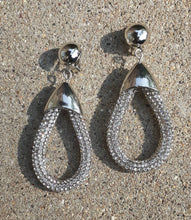Load image into Gallery viewer, Handmade Rhinestone Rope and  Metal Hoop Clip On Earrings Silver
