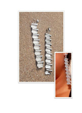 Load image into Gallery viewer, Long Minimalist Crinkle Metal Bar design Earrings 4 inch
