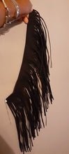 Load image into Gallery viewer, Black Faux Suede Tassel Choker, Adjustable Necklace
