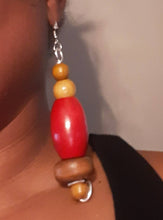 Load image into Gallery viewer, Chunky Natural wood dangle Earrings Handmade
