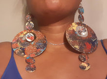 Load image into Gallery viewer, Extra Long 9 inch Handmade Abstract Handpainted Wooden Earrings
