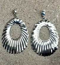 Load image into Gallery viewer, Extra large Hammered Metal Hoop Clip On Earrings Silver
