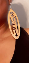 Load image into Gallery viewer, Extra large Queen Natural Wood  Clip On Dangle Earrings black
