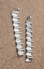 Load image into Gallery viewer, Long Minimalist Crinkle Metal Bar design Earrings 4 inch
