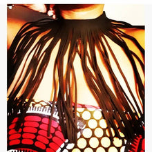 Load image into Gallery viewer, Black Faux Suede Tassel Choker, Adjustable Necklace
