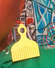 Load image into Gallery viewer, Afrocentric Wooden Afro  comb Earrings yellow
