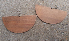 Load image into Gallery viewer, Large Natural Brown Half Circle Wooden Earrings
