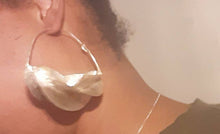 Load image into Gallery viewer, Vintage XL Authentic Fulani Tribal  Basket Silver Metal Hoop Earrings

