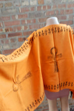Load image into Gallery viewer, Handmade Cotton Ankh Poncho: Reversible Shawl, Fits up to 3XL
