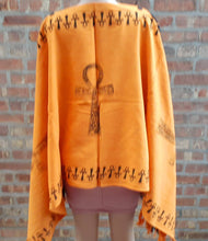 Load image into Gallery viewer, Handmade Cotton Ankh Poncho: Reversible Shawl, Fits up to 3XL
