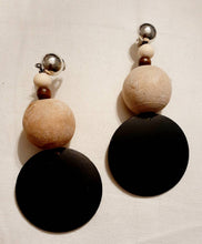 Load image into Gallery viewer, Handmade Chunky Natural Wood Clip On Dangle Earrings
