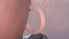 Load image into Gallery viewer, Chunky Natural Wood Hoop Earrings Brown 2.5 inch handmade

