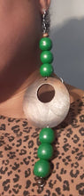 Load image into Gallery viewer, Handmade Vintage Wood Bead Earrings 7 inch
