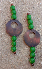 Load image into Gallery viewer, Handmade Vintage Wood Bead Earrings 7 inch
