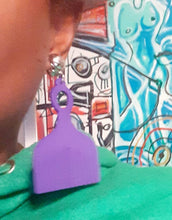 Load image into Gallery viewer, Natural Wood Afro Pick Clip On Dangle Earrings
