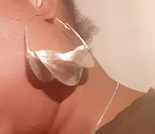 Load image into Gallery viewer, Vintage XL Authentic Fulani Tribal  Basket Silver Metal Hoop Earrings
