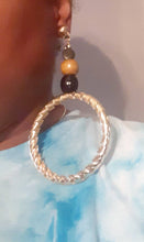 Load image into Gallery viewer, Extra large Handmade Gold Metal Hoop Clip On Earrings
