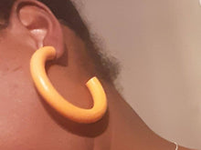 Load image into Gallery viewer, Natural Wood Hoop Earrings orange
