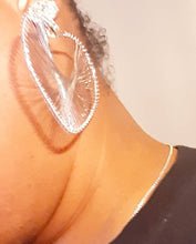 Load image into Gallery viewer, Handmade Metal Wire Heart Hoop Clip On Earrings Silver
