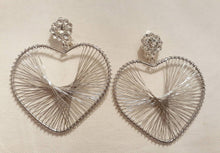 Load image into Gallery viewer, Handmade Metal Wire Heart Hoop Clip On Earrings Silver
