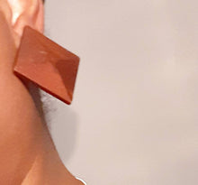 Load image into Gallery viewer, Chunky Wooden Vintage Hand Carved Clip On Earrings
