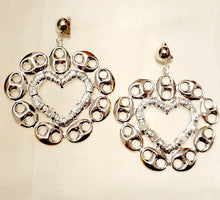 Load image into Gallery viewer, Unique Clip On Large Bamboo Heart Hoop Earrings Silver
