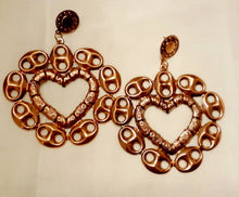 Load image into Gallery viewer, Rare Vintage Style Large Bamboo Heart Earrings (pierced ears)
