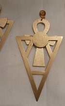 Load image into Gallery viewer, Handmade Handpainted Wood and Metal Ankh Earrings (Pierced Ears)
