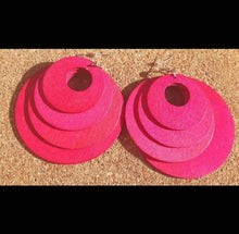 Load image into Gallery viewer, Multi Layer Wooden Hoop Earrings Pink
