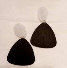 Load image into Gallery viewer, Extra Large Minimalist Wood and Acrylic  Earrings pierced ears
