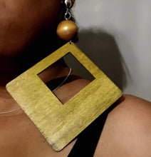 Load image into Gallery viewer, Clip On Wooden Handmade Chunky Extra Large Earrings 6 inch
