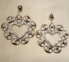 Load image into Gallery viewer, Unique Clip On Large Bamboo Heart Hoop Earrings Silver
