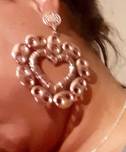 Load image into Gallery viewer, Rare Vintage Style Large Bamboo Heart Earrings (pierced ears)
