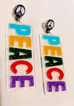 Load image into Gallery viewer, Abstract Pop Art Acrylic Peace Statement Earrings (pierced ears)
