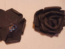 Load image into Gallery viewer, Extra Large Handmade Black Rose Clip On  Earrings

