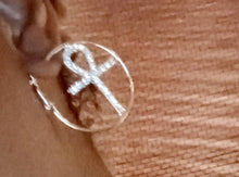 Load image into Gallery viewer, Rhinestone Ankh Hoop Earrings silver
