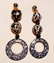 Load image into Gallery viewer, Handmade Natural Kukui Nut and Acrylic Hoop Clip On  Earrings
