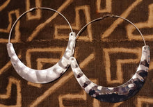Load image into Gallery viewer, Rare Giant Fulani Basket Silver Metal Hoop Earrings 6 inch silver

