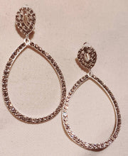 Load image into Gallery viewer, Handmade silver Metal Rhinestone Clip On Hoop Earrings silver
