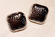 Load image into Gallery viewer, Extra Large Hammered Square Stud Clip On Earrings Xl silver
