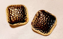 Load image into Gallery viewer, Extra Large Hammered Square Stud Clip On Earrings Xl gold
