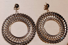 Load image into Gallery viewer, XLarge handmade crinkle Metal Hoop Clip On Earrings Silver
