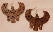 Load image into Gallery viewer, Egyptian Horus with the Ankh Large Wooden Earrings
